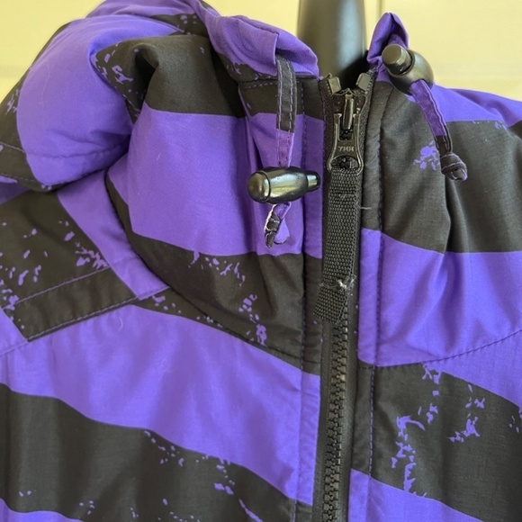 Obermeyer Purple Black Striped Popover Ski Pullover Coat with Pockets, Size S - Picture 7 of 14